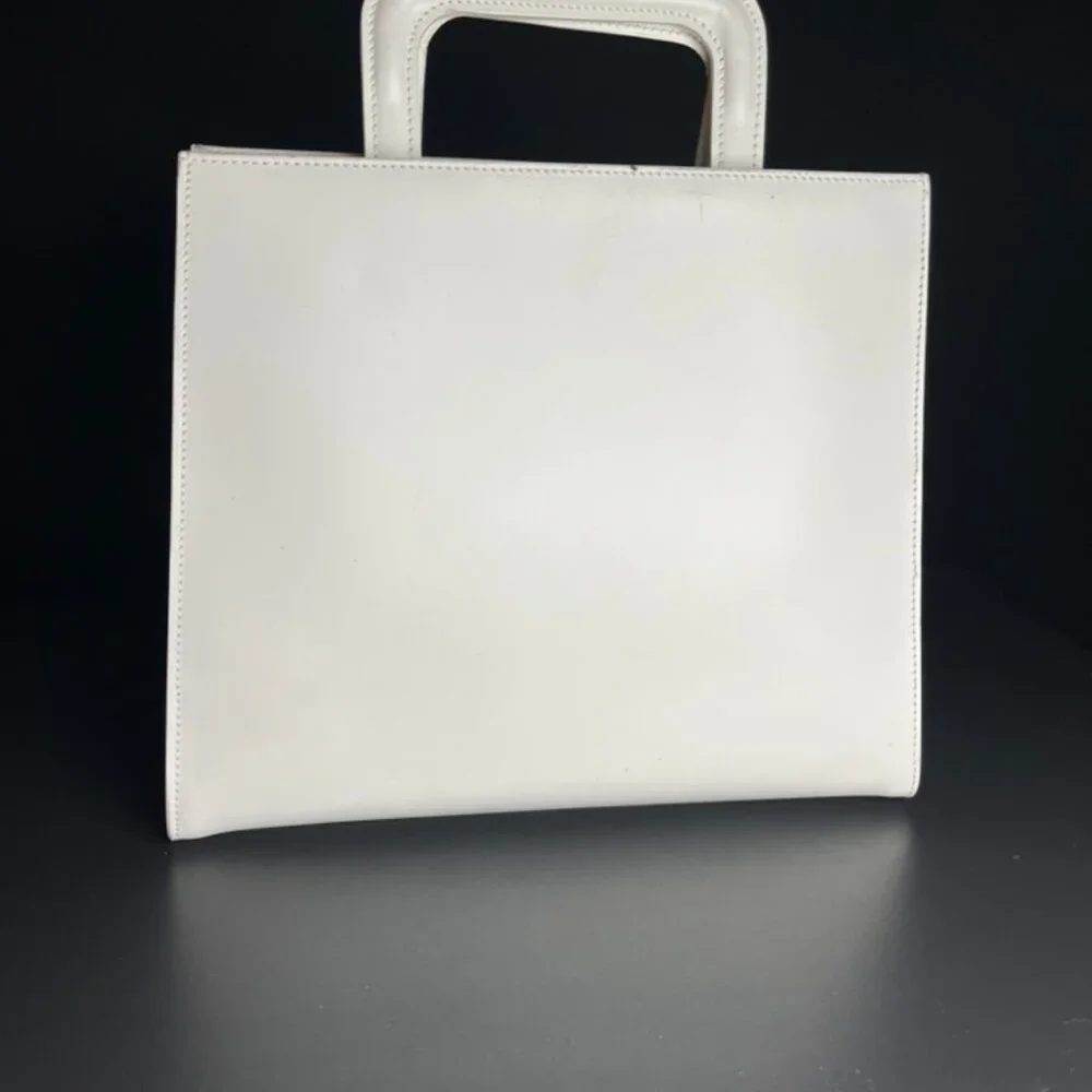 Gucci White Leather Handbag Retractable Handles RARE - Picture 2 of 5